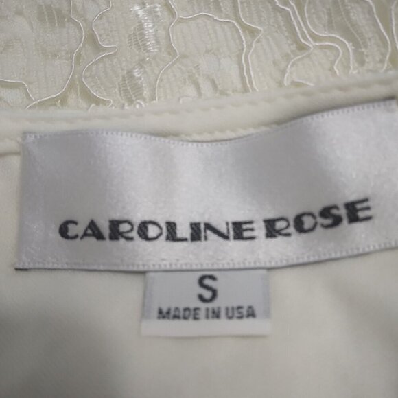 NWT Caroline Rose | Lace Round Neck 3/4 Sleeve Shift Dress Ivory | Size S - Picture 10 of 13